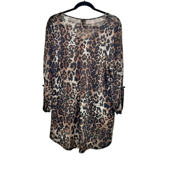 Clara Sun Woo Animal Print Tunic Top Women's Size XL Stretchy Long Sleeve V Neck - Picture 2 of 4
